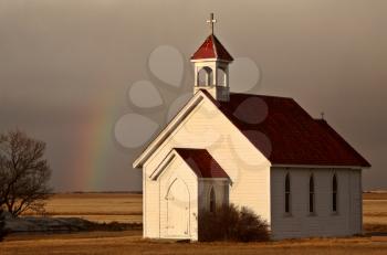 Rainbow behind Saint Columba church