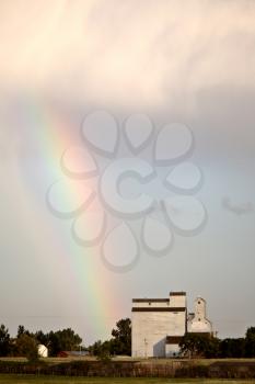 Rainbow touching down behind Bengough Saskatchewan