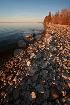 rocky shore of Lake Winnipeg