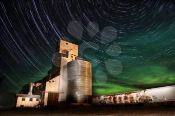 Northern Lights Aurora Borealis Saskatchewan Grain Elevator