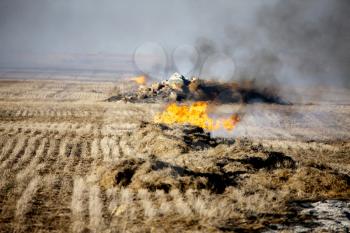 Prairie Stubble Burn in Saskatchewan Canada