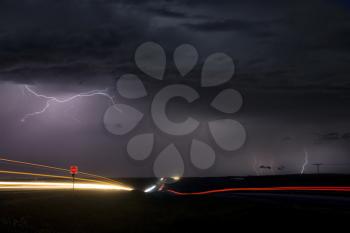 Storm Lightning  Trans Canada Highway Night Photo