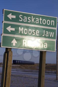 Road Sign Saskatchewan Canada green signage direction
