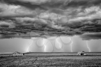Prairie Lightning Storm Canada summer rural major structure Saskatchewan