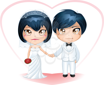 Royalty Free Clipart Image of Newlyweds