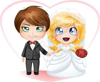 Royalty Free Clipart Image of a Wedding Day