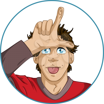 Royalty Free Clipart Image of a Bully doing the Loser sign