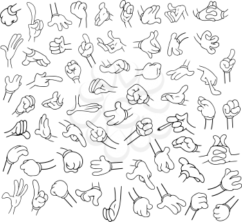 Royalty Free Clipart Image of Various Cartoon Hand Gestures
