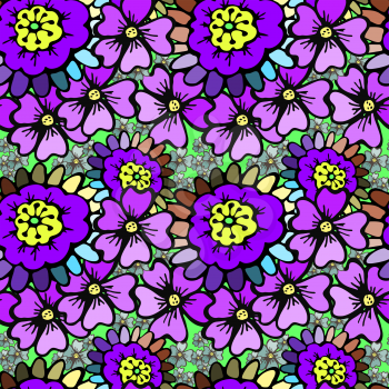 Vector graphic, artistic, stylized image of floral seamless pattern