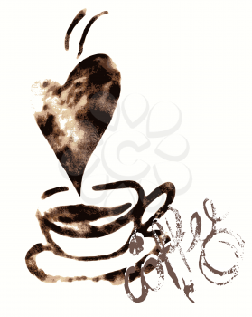 Vector graphic, artistic, stylized image of cup of coffee