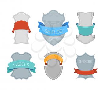 Badges, labels, borders, frames, tags, labels designs isolated on white background. There is copy space for your text inside them.