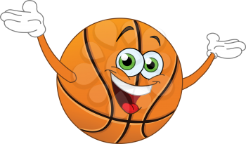 Cartoon basketball raising his hands