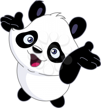 Cheerful baby panda