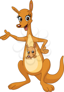 Mother kangaroo with her baby