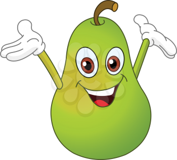 Cartoon pear raising his hands