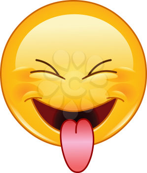 Emoticon with stuck out tongue and tightly closed eyes