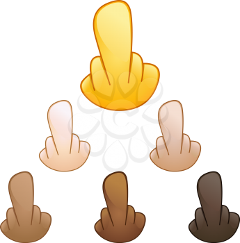 reversed hand with middle finger extended emoji set of various skin tones