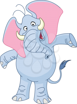 Cheerful elephant with spread arms