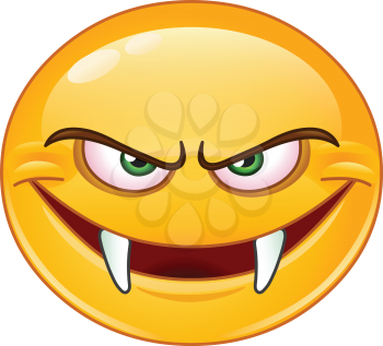 Evil emoji emoticon with fangs