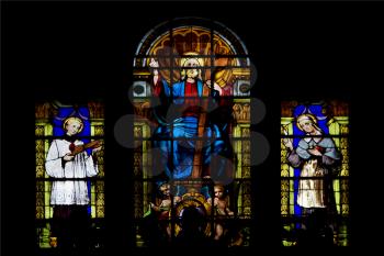 the colored window in the church of chiavari italy
