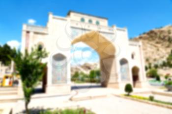 blur in iran shiraz the old gate arch historic entrance for the old city and nature flower
