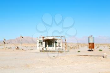 blur in iran old gas station  the desert mountain background and nobody