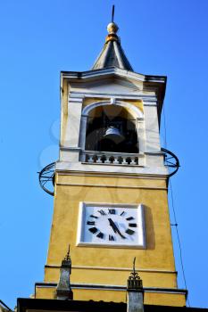 cislago    old abstract in  italy   the   wall  and church tower bell sunny day 