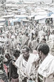 ETHIOPIA,LALIBELA-CIRCA  JANUARY 2018--unidentified people in the market during the genna celebration
