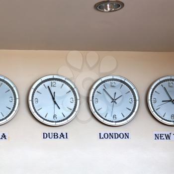 in philipphines airport different watch with worldwide timezone