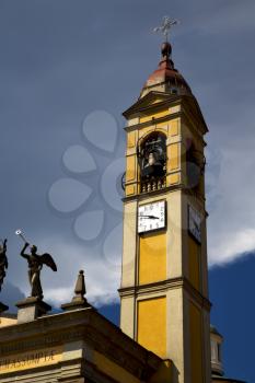 
 in cairate varese italy   the old wall terrace church watch bell clock tower 