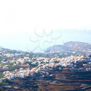  in      cyclades greece santorini europe the sky sea and village from hill
