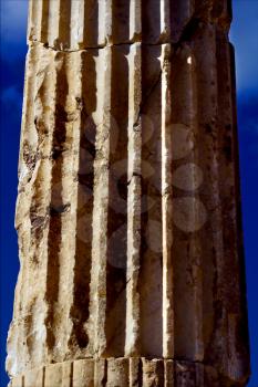 abstract column piece of marble in cartaghena cartagine  tunisia