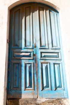 olddoor in morocco  africa ancien and wall ornate brown blue