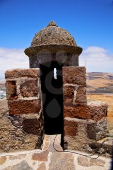 lanzarote  spain the old wall castle  sentry tower and door  in teguise arrecife
