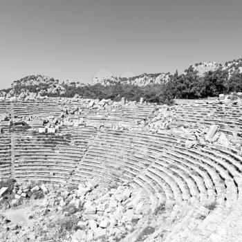  old  temple and theatre in termessos antalya turkey asia sky and ruins