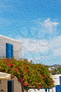   isle of       greece antorini europe old house and white color