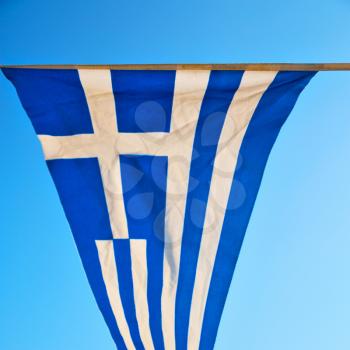 waving greece flan in the blue sky and      flagpole
