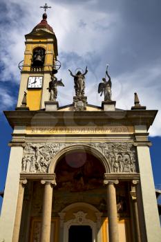 in cairate varese italy   the old wall terrace church watch bell clock tower  
