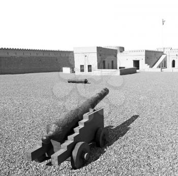 fort  battlesment sky and    star brick in oman    muscat the old defensive  