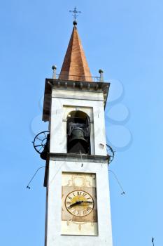 travedona monate  old abstract in  italy   the   wall  and church tower bell sunny day 