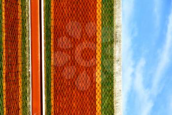 thailand abstract cross colors roof wat  palaces in the temple  bangkok  asia and sky