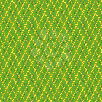 Green and yellow seamless vector pattern with rhombic dashed lines