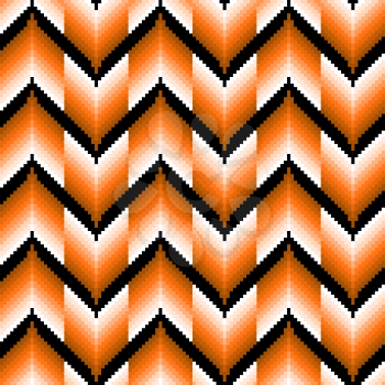 Seamless vector pattern of repetitive zigzag elements with different brightness of orange color