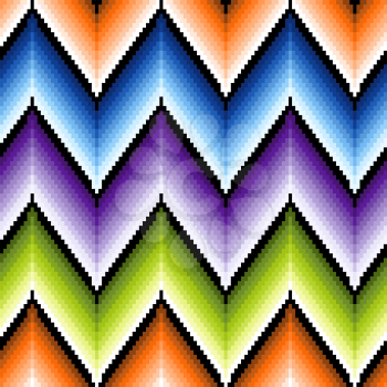 Seamless vector pattern of repetitive zigzag elements with different brightness colors