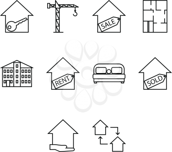 Collection of real estate icon vector