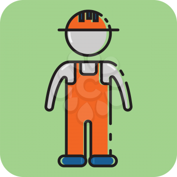 Simple flat color construction worker icon vector