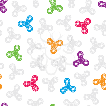 Colorful Hand spinner seamless pattern. Finger spinners multicolor seamless background in memphis style.