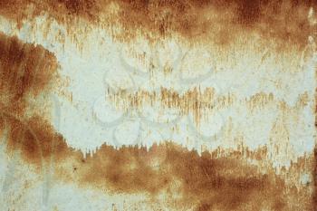 Painted metal surface with rusty stains as a texture
