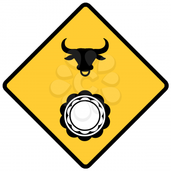 Royalty Free Clipart Image of a Bull Sign
