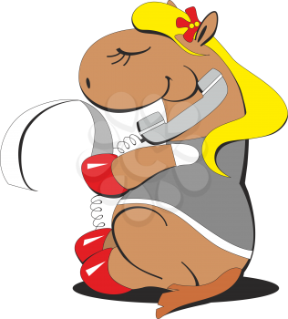 Royalty Free Clipart Image of a Horse on the Phone